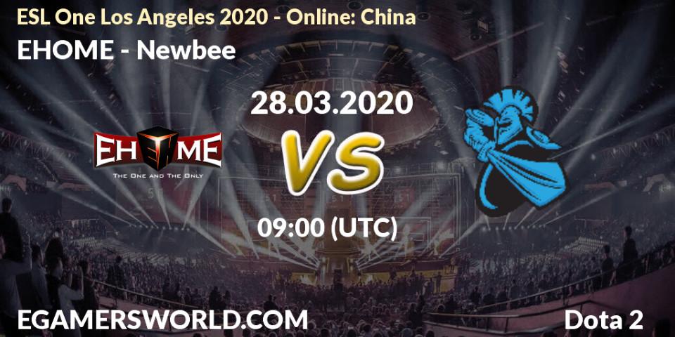EHOME contre Newbee : prédiction de match. 28.03.20. Dota 2, ESL One Los Angeles 2020 - Online: China