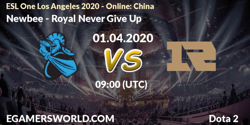 Newbee contre Royal Never Give Up : prédiction de match. 01.04.20. Dota 2, ESL One Los Angeles 2020 - Online: China