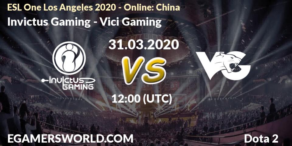 Invictus Gaming contre Vici Gaming : prédiction de match. 31.03.2020 at 12:02. Dota 2, ESL One Los Angeles 2020 - Online: China