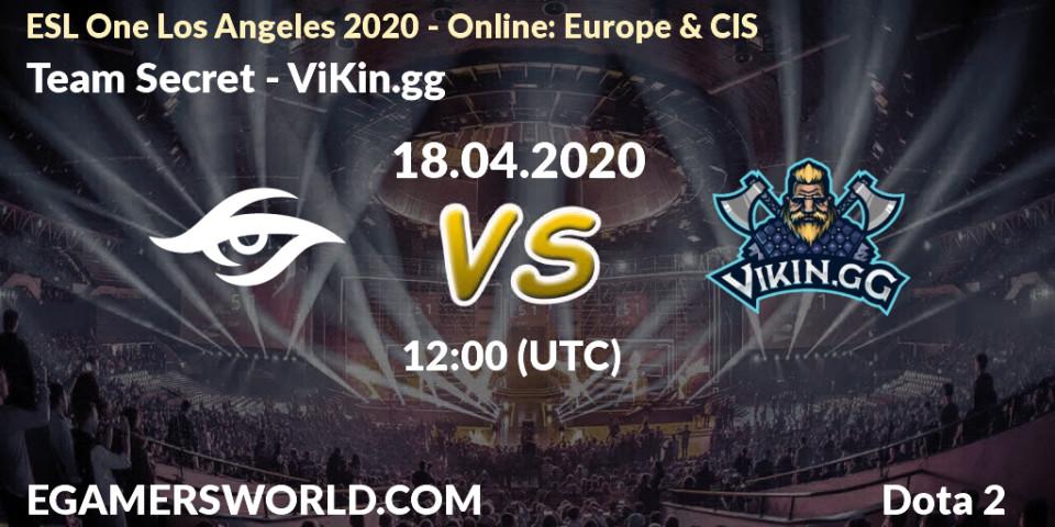 Team Secret contre ViKin.gg : prédiction de match. 18.04.20. Dota 2, ESL One Los Angeles 2020 - Online: Europe & CIS