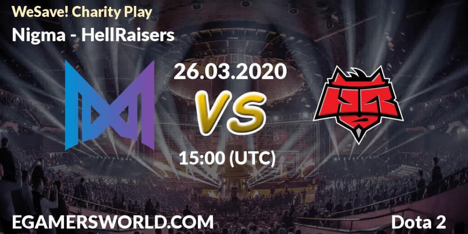 Nigma contre HellRaisers : prédiction de match. 26.03.2020 at 15:10. Dota 2, WeSave! Charity Play