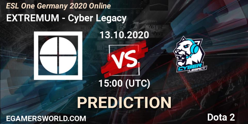 EXTREMUM contre Cyber Legacy : prédiction de match. 13.10.2020 at 15:01. Dota 2, ESL One Germany 2020 Online