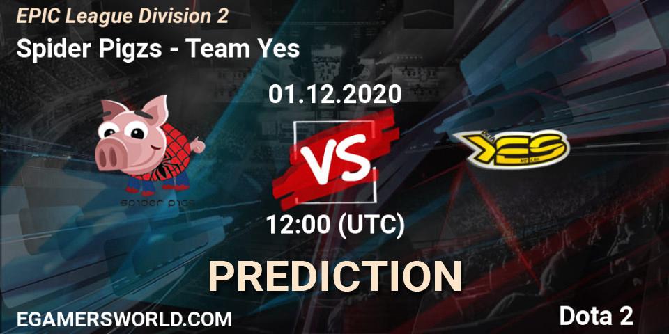 Spider Pigzs contre Team Yes : prédiction de match. 01.12.20. Dota 2, EPIC League Division 2