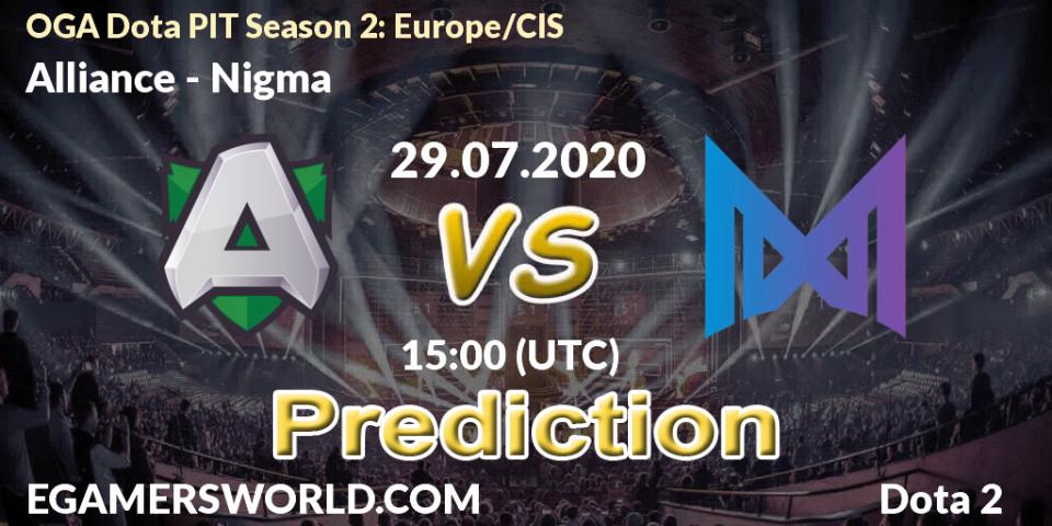 Alliance contre Nigma : prédiction de match. 29.07.20. Dota 2, OGA Dota PIT Season 2: Europe/CIS
