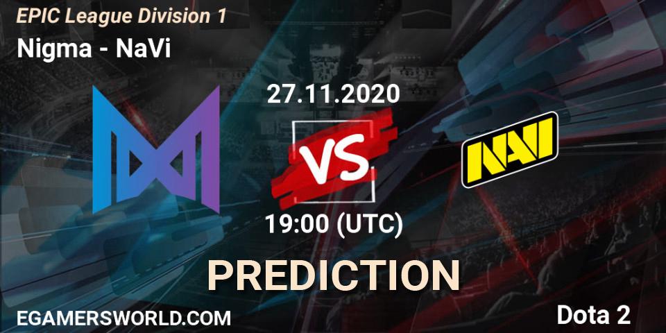 Nigma contre NaVi : prédiction de match. 27.11.2020 at 19:13. Dota 2, EPIC League Division 1
