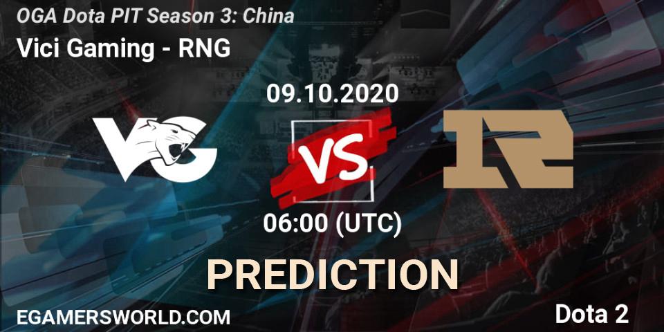Vici Gaming contre RNG : prédiction de match. 09.10.2020 at 06:00. Dota 2, OGA Dota PIT Season 3: China