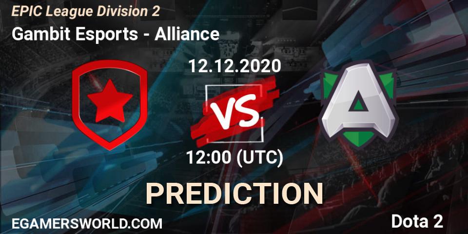 Gambit Esports contre Alliance : prédiction de match. 12.12.20. Dota 2, EPIC League Division 2