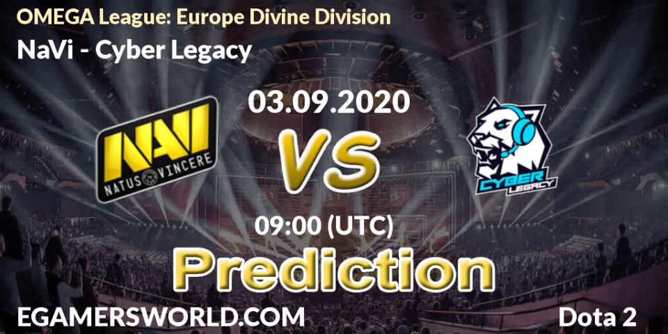 NaVi contre Cyber Legacy : prédiction de match. 03.09.2020 at 09:00. Dota 2, OMEGA League: Europe Divine Division