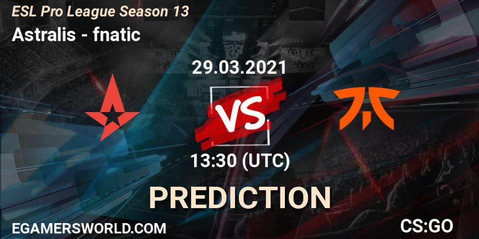 Astralis contre fnatic : prédiction de match. 29.03.21. CS2 (CS:GO), ESL Pro League Season 13