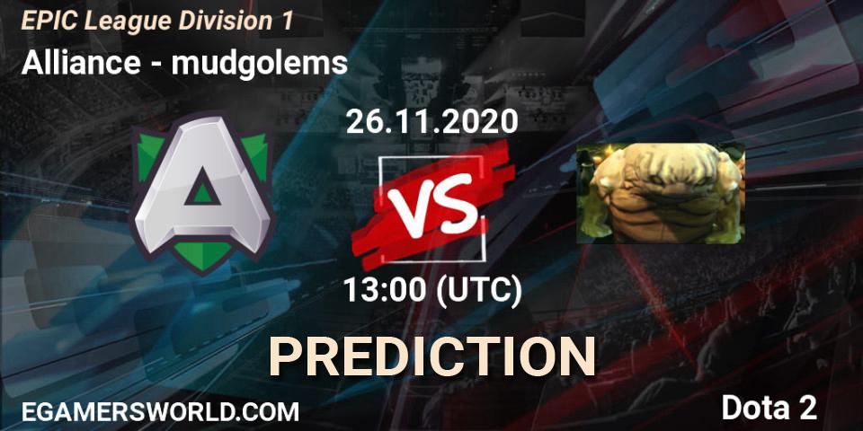 Alliance contre mudgolems : prédiction de match. 28.11.2020 at 13:00. Dota 2, EPIC League Division 1