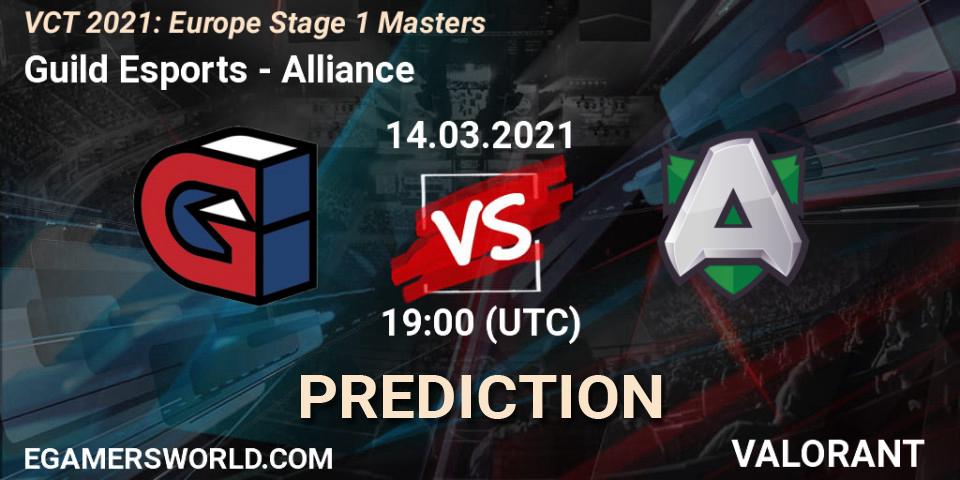 Guild Esports contre Alliance : prédiction de match. 14.03.2021 at 19:00. VALORANT, VCT 2021: Europe Stage 1 Masters