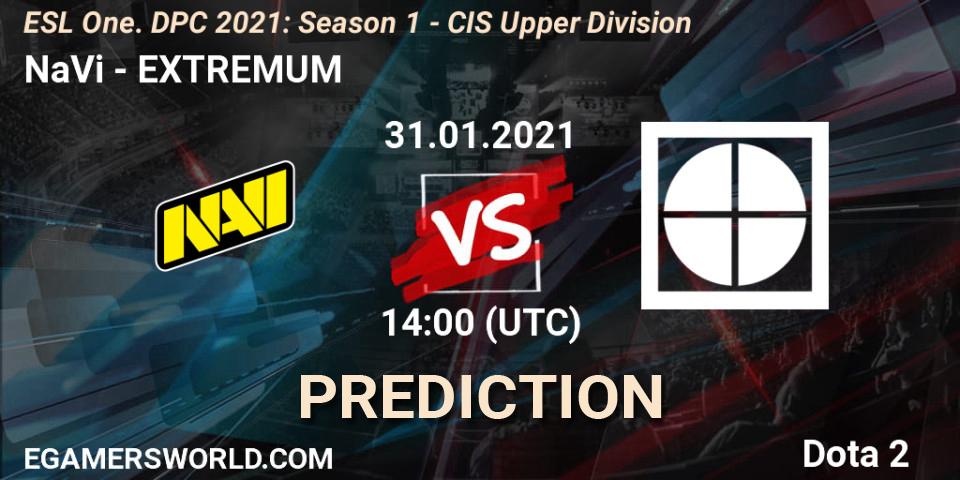 NaVi contre EXTREMUM : prédiction de match. 31.01.2021 at 13:56. Dota 2, ESL One. DPC 2021: Season 1 - CIS Upper Division