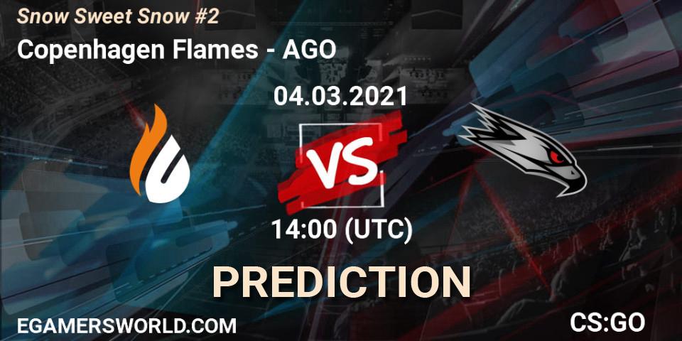 Copenhagen Flames contre AGO : prédiction de match. 04.03.2021 at 14:00. Counter-Strike (CS2), Snow Sweet Snow #2