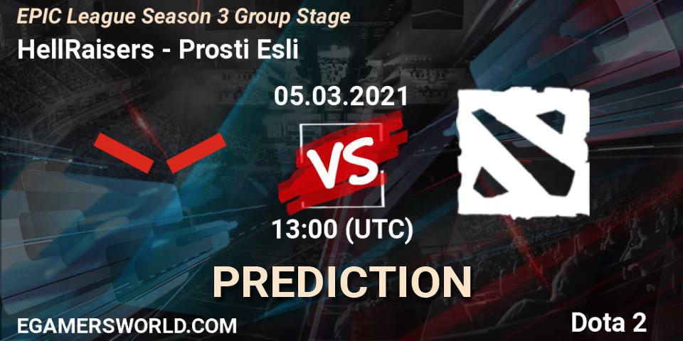HellRaisers contre Prosti Esli : prédiction de match. 05.03.2021 at 13:00. Dota 2, EPIC League Season 3 Group Stage