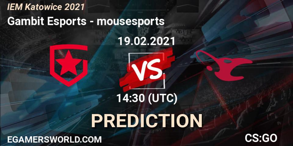 Gambit Esports contre mousesports : prédiction de match. 19.02.21. CS2 (CS:GO), IEM Katowice 2021