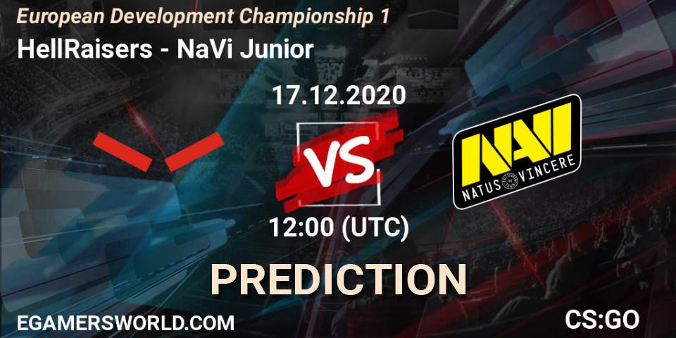 HellRaisers contre NaVi Junior : prédiction de match. 17.12.2020 at 12:00. Counter-Strike (CS2), European Development Championship 1