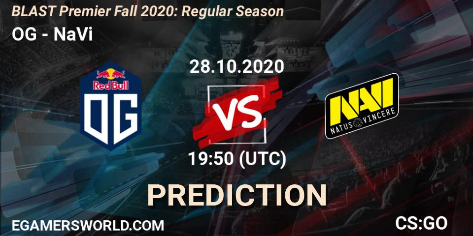OG contre NaVi : prédiction de match. 28.10.2020 at 19:50. Counter-Strike (CS2), BLAST Premier Fall 2020: Regular Season
