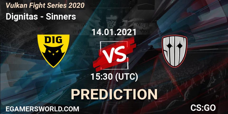 Dignitas contre Sinners : prédiction de match. 14.01.2021 at 15:45. Counter-Strike (CS2), Vulkan Fight Series 2020