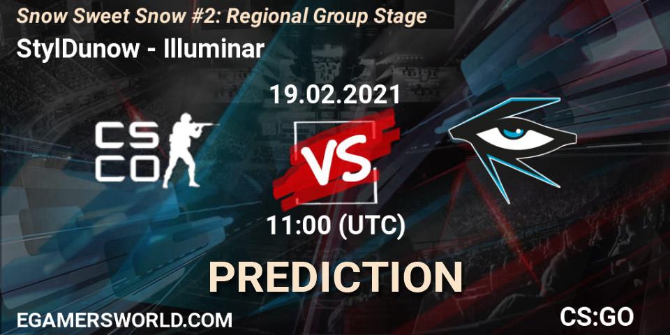 StylDunow contre Illuminar : prédiction de match. 19.02.2021 at 11:30. Counter-Strike (CS2), Snow Sweet Snow #2: Regional Group Stage