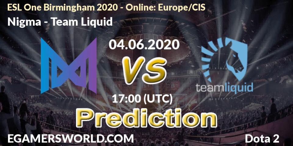 Nigma contre Team Liquid : prédiction de match. 04.06.2020 at 17:26. Dota 2, ESL One Birmingham 2020 - Online: Europe/CIS