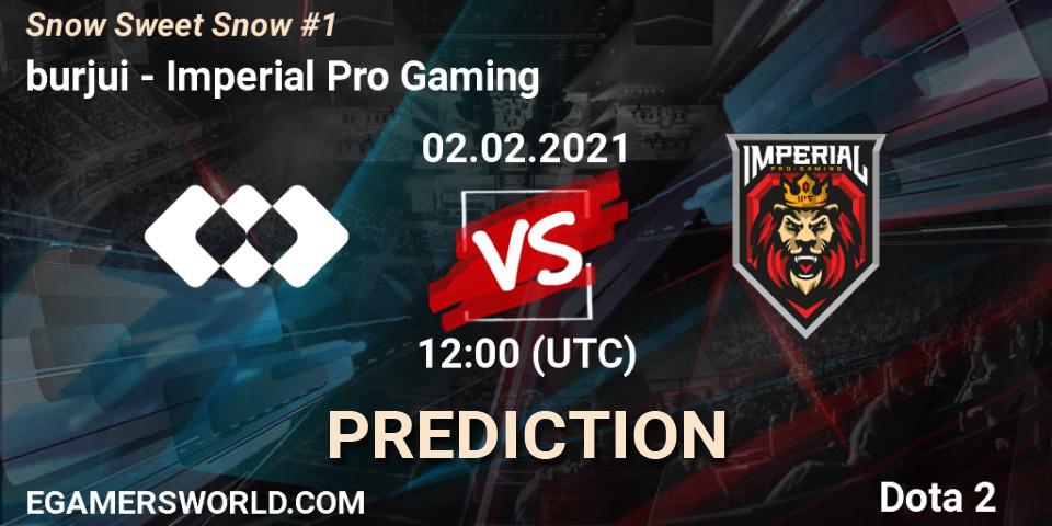 burjui contre Imperial Pro Gaming : prédiction de match. 02.02.21. Dota 2, Snow Sweet Snow #1
