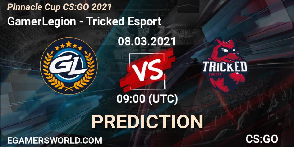 GamerLegion contre Tricked Esport : prédiction de match. 08.03.2021 at 09:00. Counter-Strike (CS2), Pinnacle Cup #1