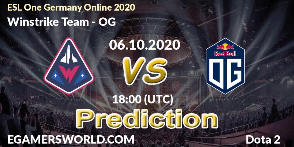 Winstrike Team contre OG : prédiction de match. 06.10.2020 at 18:35. Dota 2, ESL One Germany 2020 Online