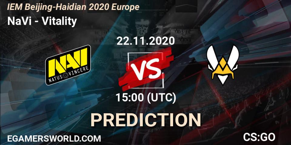 NaVi contre Vitality : prédiction de match. 22.11.2020 at 15:00. Counter-Strike (CS2), IEM Beijing-Haidian 2020 Europe