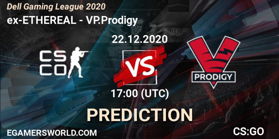 ex-ETHEREAL contre VP.Prodigy : prédiction de match. 22.12.2020 at 17:00. Counter-Strike (CS2), Dell Gaming League 2020