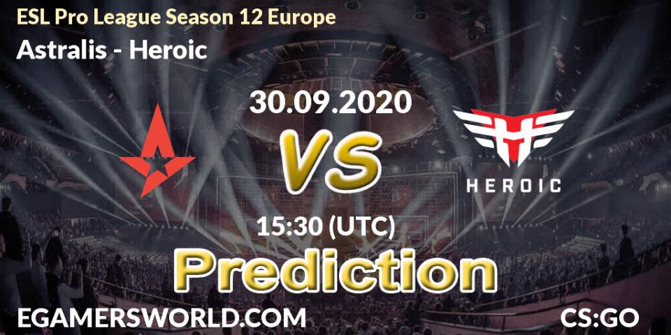 Astralis contre Heroic : prédiction de match. 30.09.20. CS2 (CS:GO), ESL Pro League Season 12 Europe