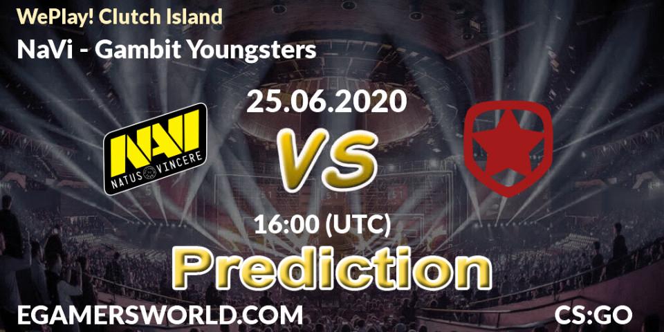 NaVi contre Gambit Youngsters : prédiction de match. 25.06.2020 at 15:00. Counter-Strike (CS2), WePlay! Clutch Island