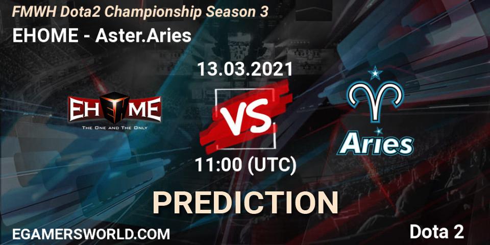 EHOME contre Aster.Aries : prédiction de match. 08.03.2021 at 11:20. Dota 2, FMWH Dota2 Championship Season 3