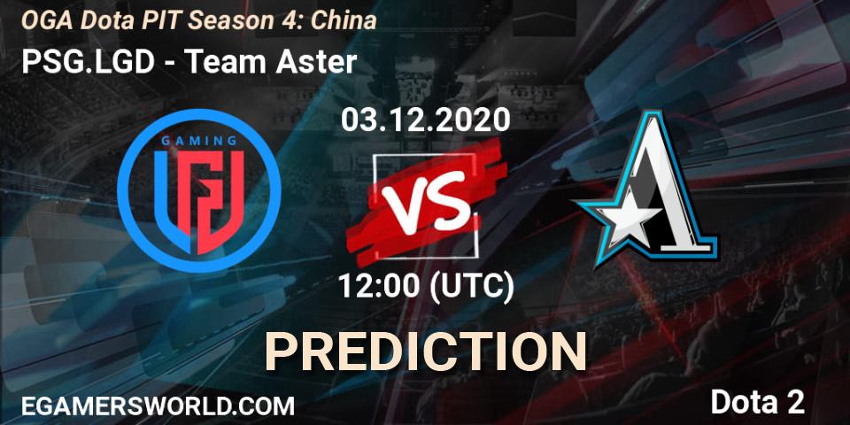 PSG.LGD contre Team Aster : prédiction de match. 03.12.2020 at 11:16. Dota 2, OGA Dota PIT Season 4: China