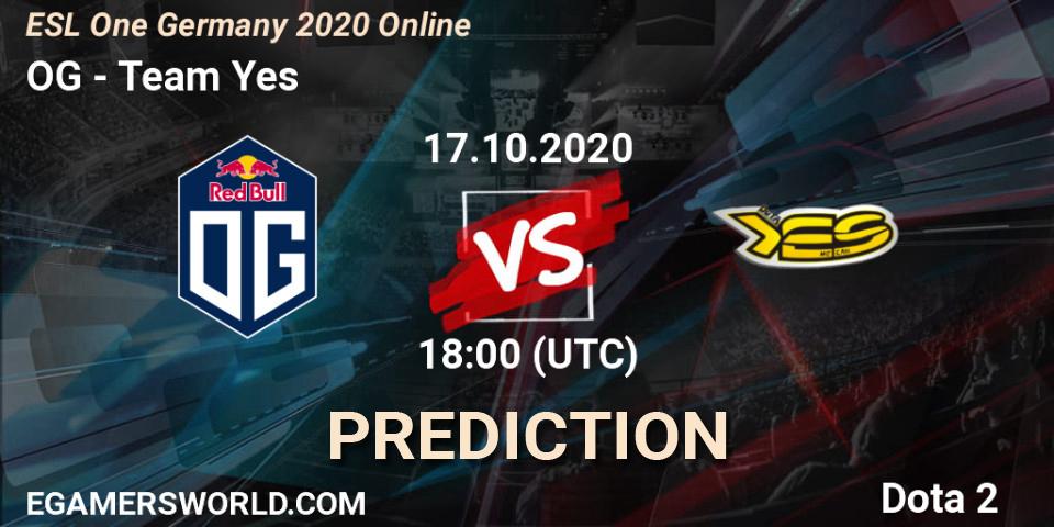 OG contre Team Yes : prédiction de match. 17.10.2020 at 16:37. Dota 2, ESL One Germany 2020 Online