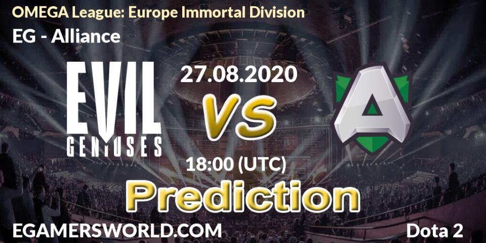 EG contre Alliance : prédiction de match. 27.08.20. Dota 2, OMEGA League: Europe Immortal Division