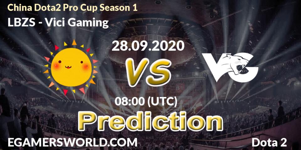 LBZS contre Vici Gaming : prédiction de match. 28.09.2020 at 08:08. Dota 2, China Dota2 Pro Cup Season 1