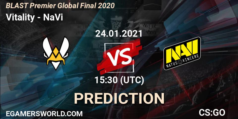Vitality contre NaVi : prédiction de match. 24.01.2021 at 15:30. Counter-Strike (CS2), BLAST Premier Global Final 2020