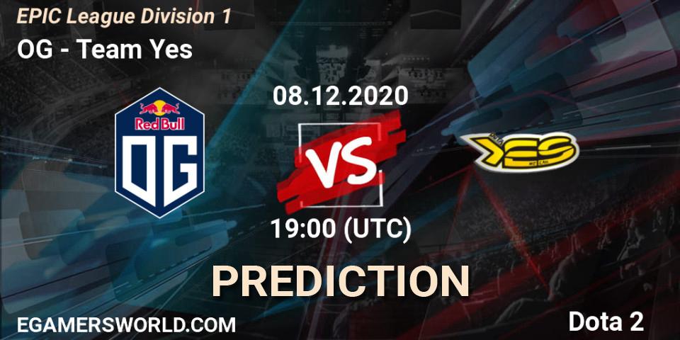 OG contre Team Yes : prédiction de match. 08.12.2020 at 19:00. Dota 2, EPIC League Division 1