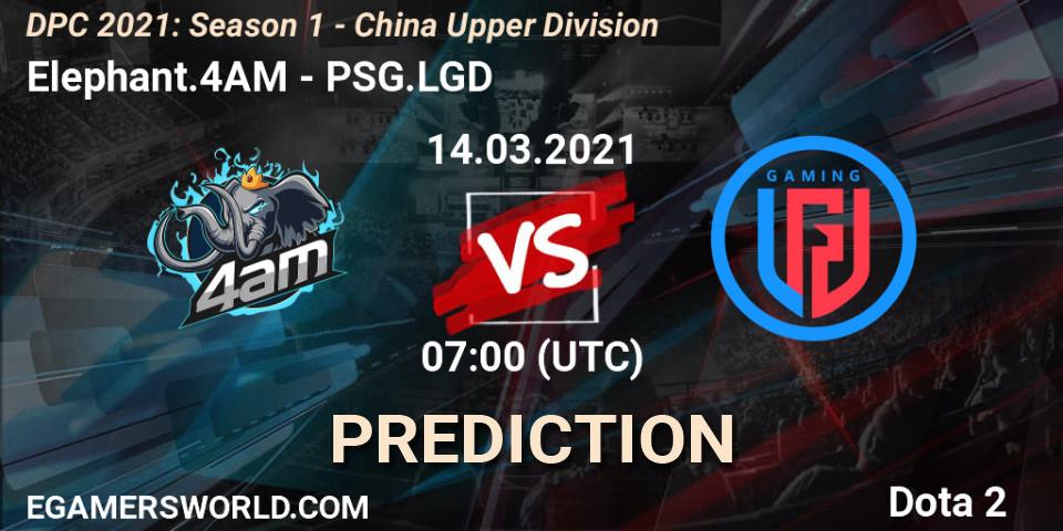 Elephant.4AM contre PSG.LGD : prédiction de match. 14.03.21. Dota 2, DPC 2021: Season 1 - China Upper Division