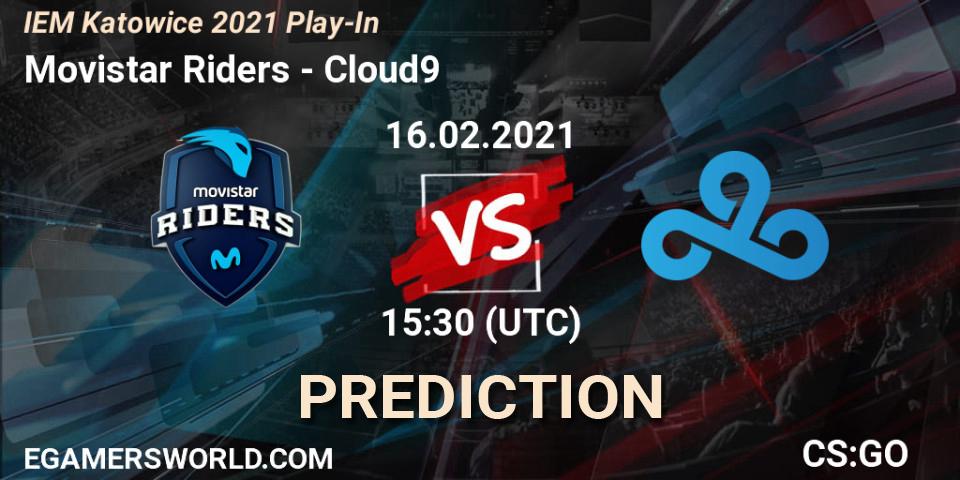 Movistar Riders contre Cloud9 : prédiction de match. 16.02.2021 at 15:30. Counter-Strike (CS2), IEM Katowice 2021 Play-In