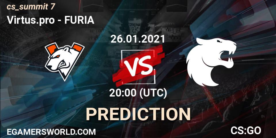 Virtus.pro contre FURIA : prédiction de match. 26.01.2021 at 20:00. Counter-Strike (CS2), cs_summit 7