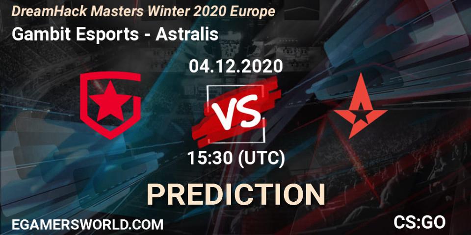 Gambit Esports contre Astralis : prédiction de match. 04.12.20. CS2 (CS:GO), DreamHack Masters Winter 2020 Europe