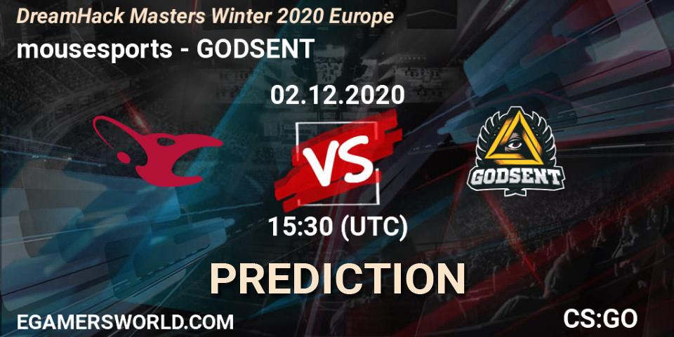 mousesports contre GODSENT : prédiction de match. 02.12.20. CS2 (CS:GO), DreamHack Masters Winter 2020 Europe