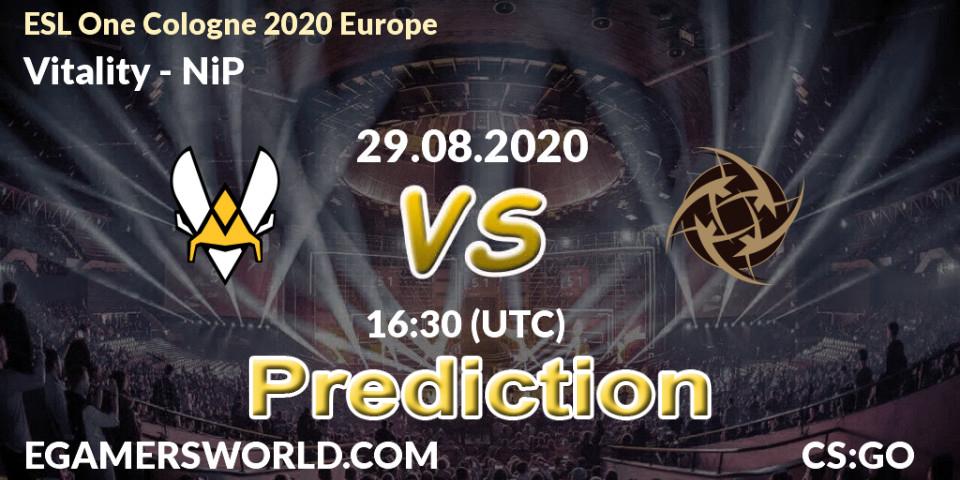 Vitality contre NiP : prédiction de match. 29.08.2020 at 17:45. Counter-Strike (CS2), ESL One Cologne 2020 Europe