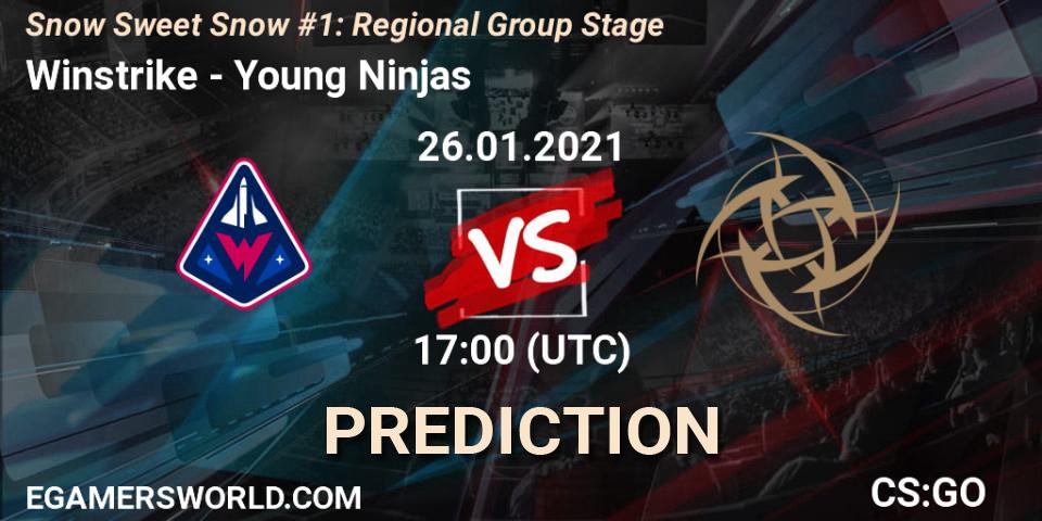 Winstrike contre Young Ninjas : prédiction de match. 26.01.2021 at 17:30. Counter-Strike (CS2), Snow Sweet Snow #1: Regional Group Stage