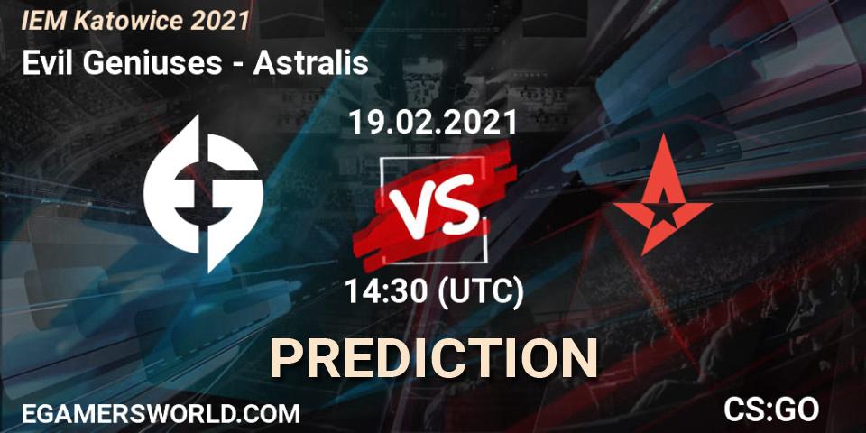 Evil Geniuses contre Astralis : prédiction de match. 19.02.21. CS2 (CS:GO), IEM Katowice 2021