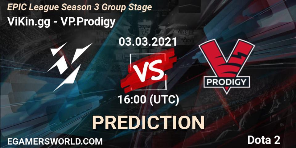 ViKin.gg contre VP.Prodigy : prédiction de match. 03.03.2021 at 16:00. Dota 2, EPIC League Season 3 Group Stage