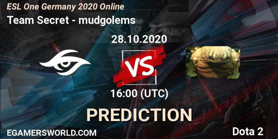 Team Secret contre mudgolems : prédiction de match. 28.10.2020 at 16:00. Dota 2, ESL One Germany 2020 Online