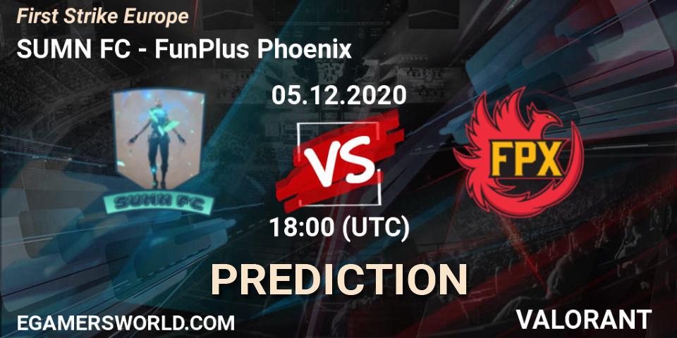 SUMN FC contre FunPlus Phoenix : prédiction de match. 05.12.2020 at 19:45. VALORANT, First Strike Europe