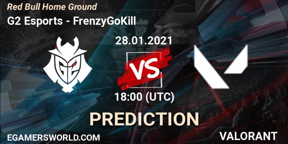 G2 Esports contre FrenzyGoKill : prédiction de match. 28.01.2021 at 16:30. VALORANT, Red Bull Home Ground